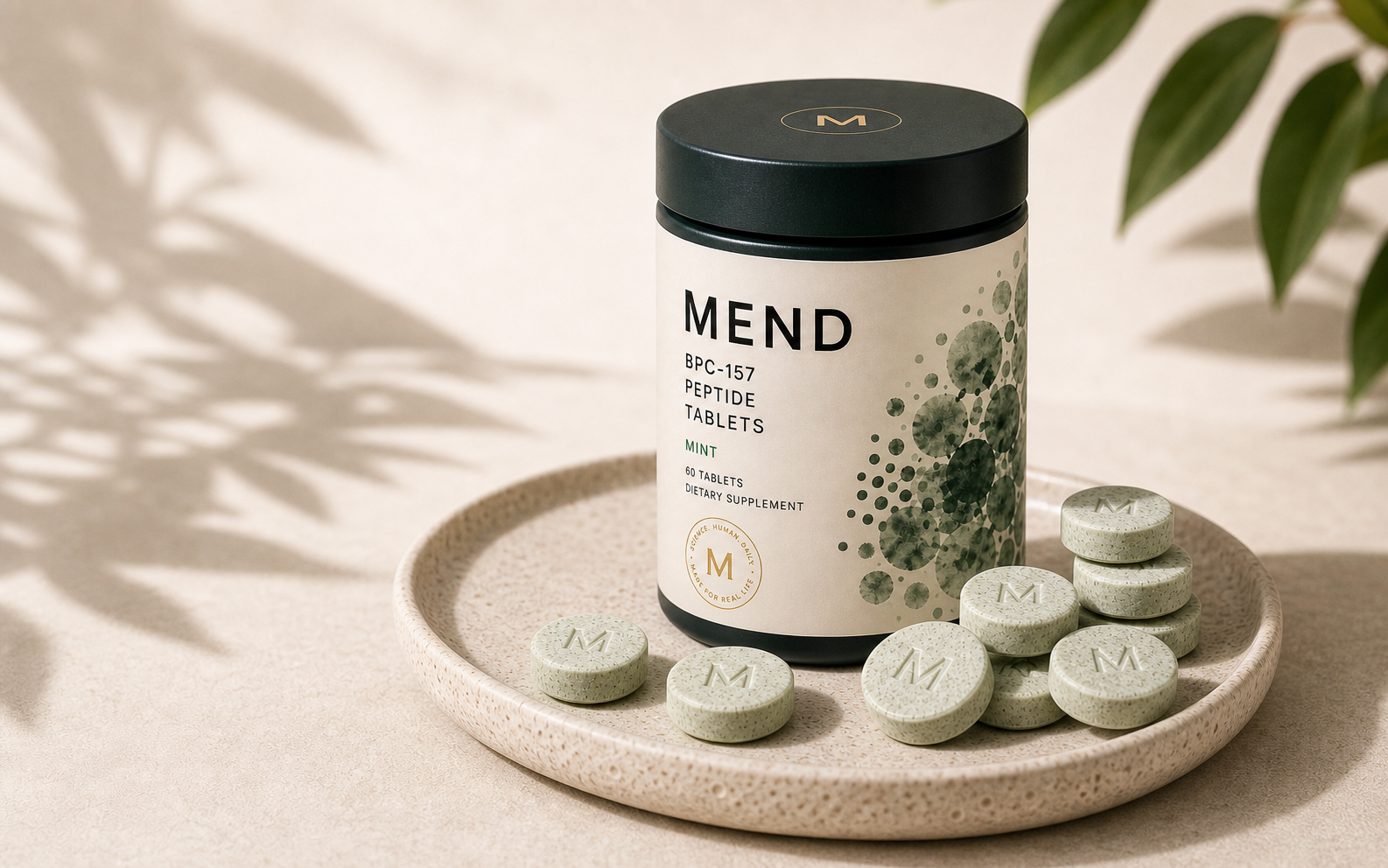 MEND daily gut support chews on a tray.
