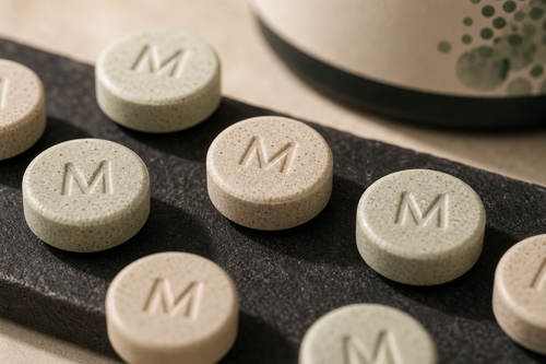Mint daily gut support chews with debossed M marks