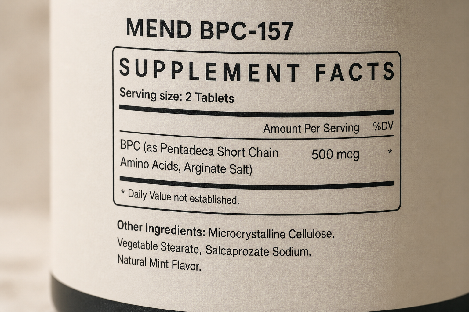 MEND daily gut support chews supplement facts label detail