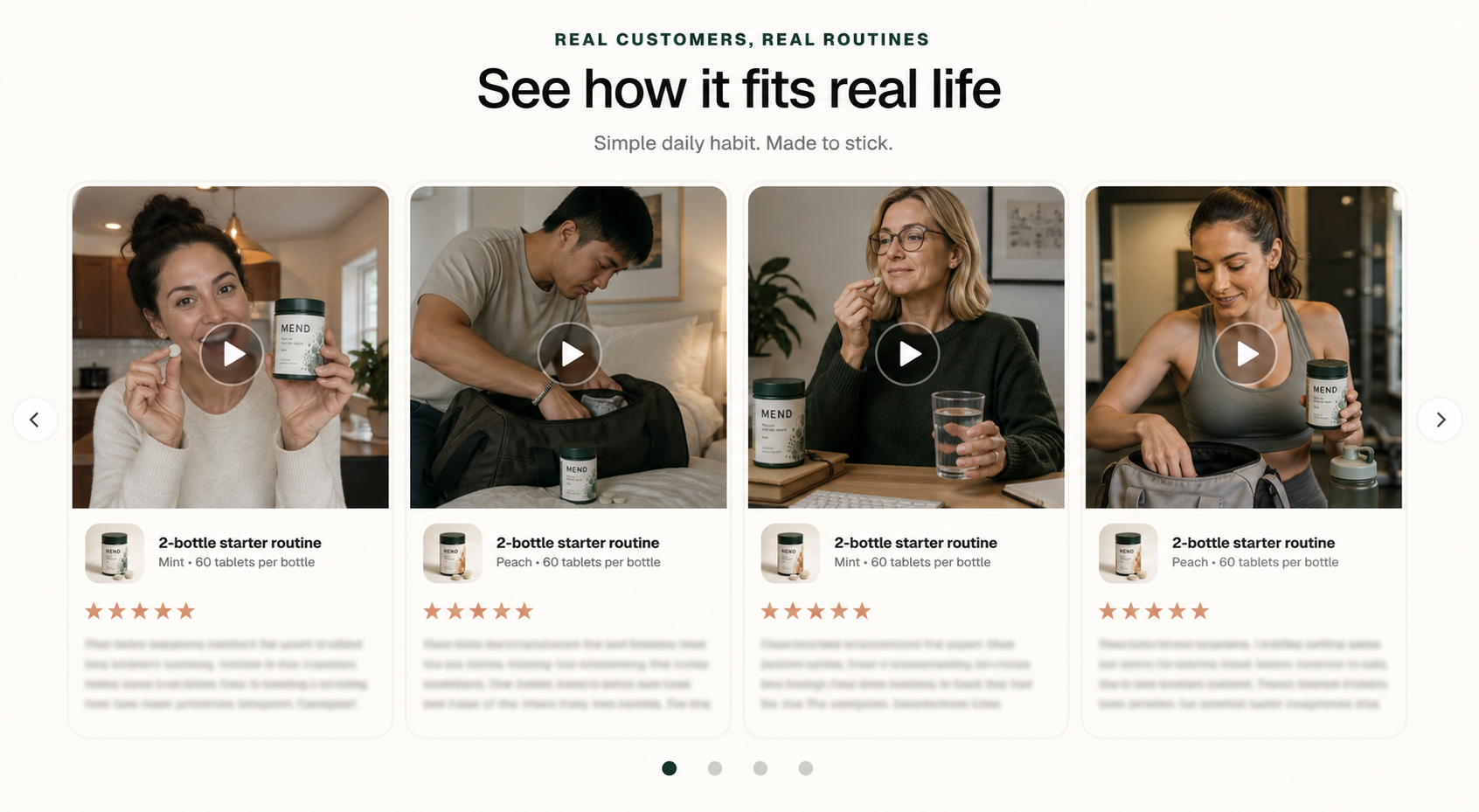 MEND social proof carousel.